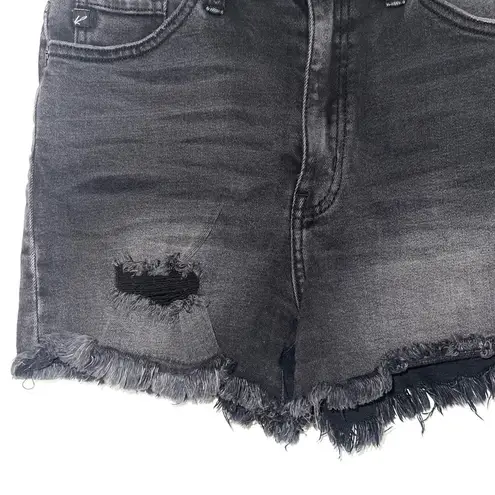 KanCan USA Kancan Charcoal Black High Rise Distressed Frayed Hem Shorts