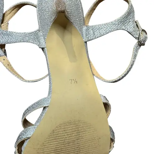 Badgley Mischka Shoes Womens Size 7.5 Glitter Strappy Heels Sandals Dressy Forma