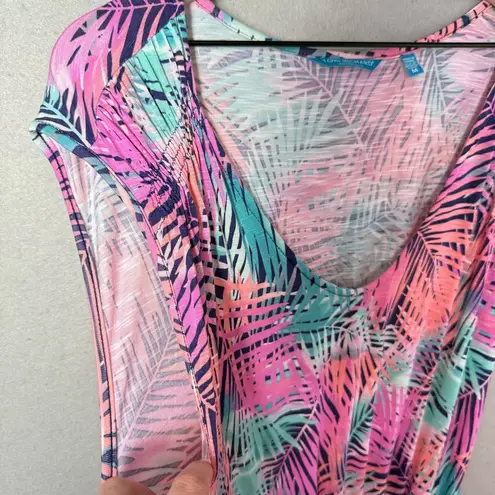 Tori Richard Womens Colorful Tropical Palm Leaf Print Swim Coverup Mini Dress M Pink Size M