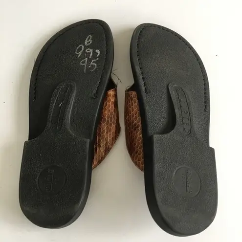 Munro Hera Croc Brown Leather Comfortable Casual Sandal Thong Size 9.5N Narrow