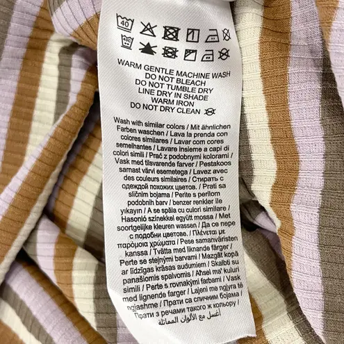 VERO MODA New Square Neck Long Sleeve Mini Dress Frida Neutral Stripe