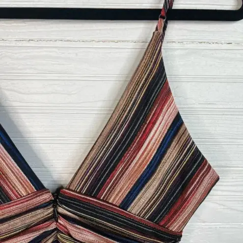 BCBGeneration  Multicolored Striped Spaghetti Strap Dress V Neck New Sz 4