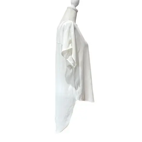 Sami & Jo White Sheer Short Sleeve Blouse Small