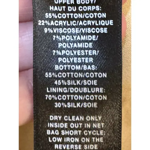 Lafayette 148 Dupioni Silk Blend Dress Golden Sheath Shift Size Medium Cocktail Gold