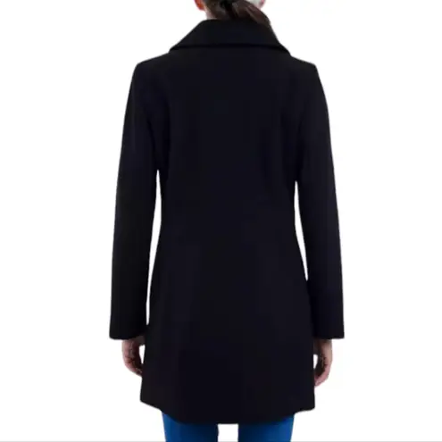 Anne Klein $260 NWT  Pea Coat Women's Size Small Black Wool Double Breasted Cozy