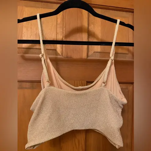 Beach Riot gold sparkly longline bikini top