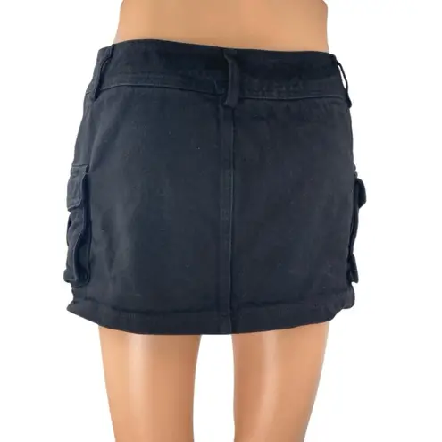 Edikted Women's Black Pockets Zip Mini Pencil Bodycon Denim Jeans Cargo Skirt S