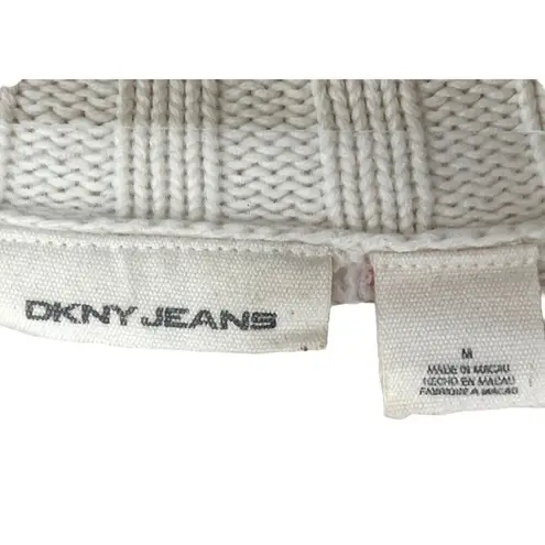 DKNY Jeans Small White Cotton Zipper Front Sweater 88i