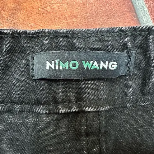 Nimo Wang Black Leather Side Panels Wide