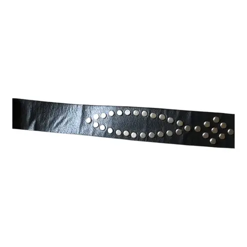 Black Faux Leather Western Belt Rhinestone Studded Bling Buckle Cowgirl Style