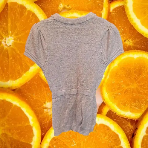 carole little Tan Knit Snap Closure Belted Sweater Size Small