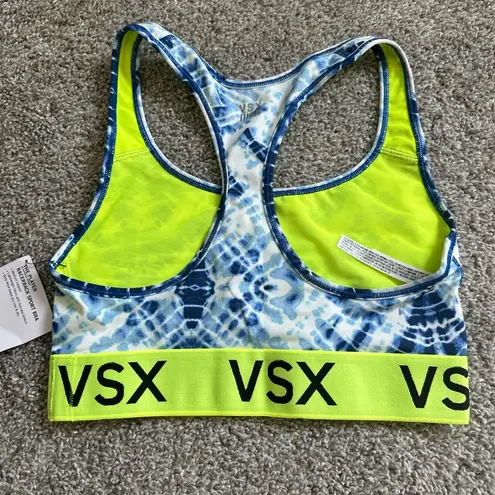 VSX Victoria’s Secret Blue and Neon yellow Racerback Sports Bra Size XS