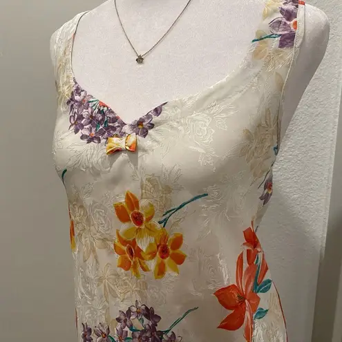 VTG 90s 80s Expressions Ivory White Floral Bathrobe Robe & Cami Mini Slip Dress Size M