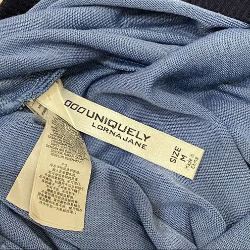 Lorna Jane Blue Black Trim long Sleeve Active Top