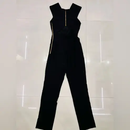 Roland Mouret Black Silk Crepe Jumpsuit Size 4