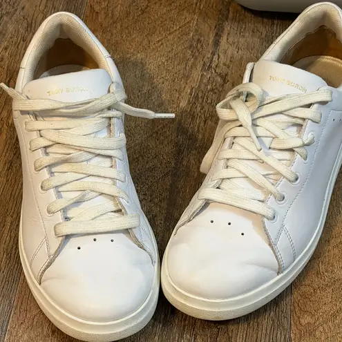 Tory Burch  Women’s size 9.5 Double T Howard Court In White Leather