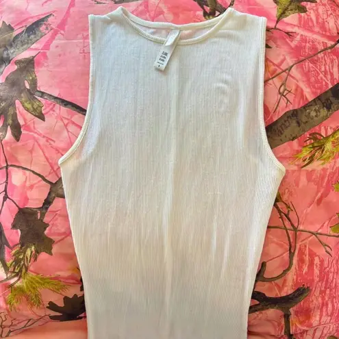 SKIMS cotton rib maxi dress white cream full length