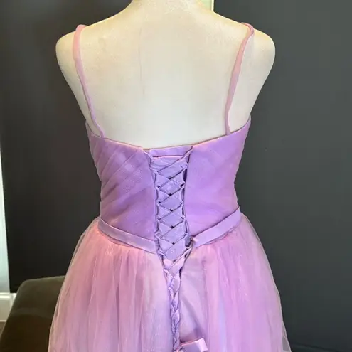 Women’s Tea Length Purple Prom Party Dress CorsetBack Sweetheart Neckline Size 4