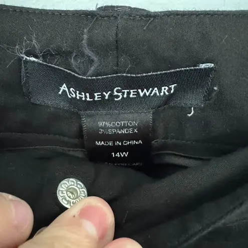 Ashley Stewart Black Cotton & Spandex Blend Bermuda Shorts Women's Plus Size 14 W