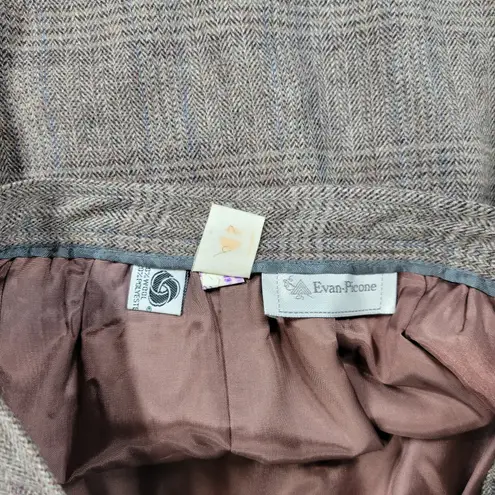 Evan Picone Vintage Wool Blend Plaid Midi Skirt Size 12 Brown USA Made Lined 28”