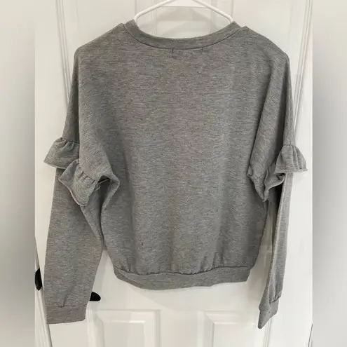 Gaze USA Gray Ruffle Sleeve Detail Sweater Women’s Size S