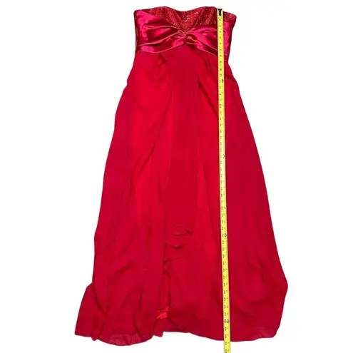 Jessica McClintock Vintage 80s Red Strapless Sequin Party Dress 11 Gunne Sax