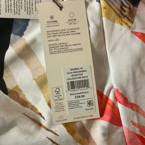 CALIA Women's Twisted Bandeau Bikini Top & Wide Banded HR Bottoms Set Size M NWT Blue Size M