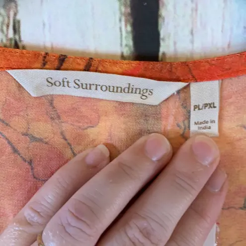 Soft Surroundings 🚫SOLD🚫 Orange Sheer Beaded Caftan or Swim Cover PL/PXL