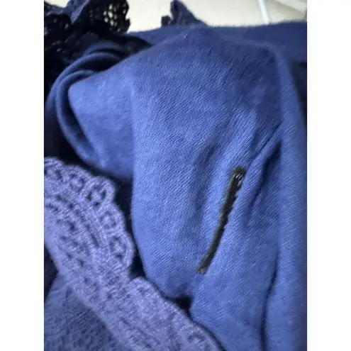 Embroidered Floral Navy Blue Lace V Neck Mini Dress Dress Sz M Beach Cover Up Size M