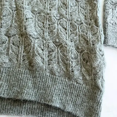 ZARA  POINTELLE OPEN KNIT SWEATER Oversized Green Marl XS/S. NWT