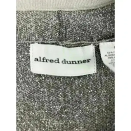 Alfred Dunner  Women's Silver Sparkly Waterfall Open Cardigan Size S
