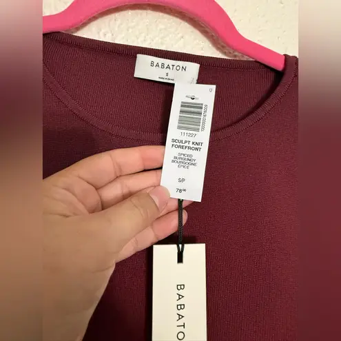 Babaton Aritzia sculpt Knit Forefront Long sleeve size S NWT burgandy color