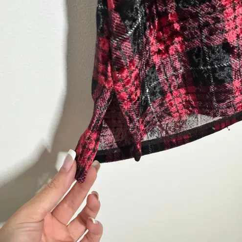 Womens Tank Top Red Black Velvet Lace Trim Plaid Punk Grunge Y2K Goth Rockstar