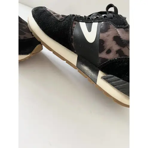 Tretorn Loyola Sneakers Size 7.5 Black Suede Animal Leopard Print Shoes
