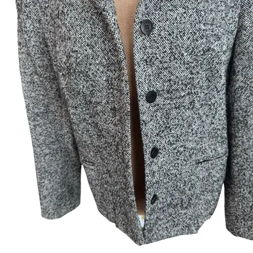 Field Manor Modern Classics Tweed Blazer Jacket Women Black White Speckled 8 Gray