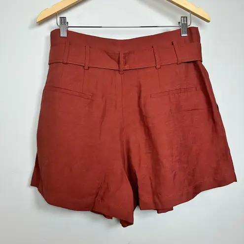 Sandro Paris Eddi Rustic Paperbag Pleated Shorts in Wine size 42 US 10 NWT
