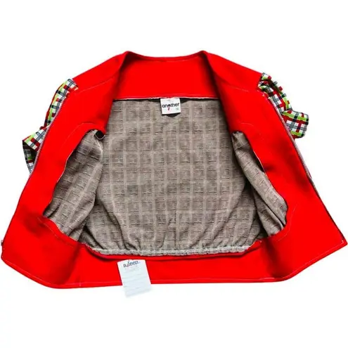 Vintage 70s Zip Front Red Blue Cropped Short Sleeve Bolero Jacket S NEW Tags