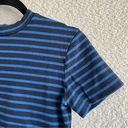 T By Alexander Wang Women’s Vintage Blue Striped T Shirt Mock Neck Size Medium