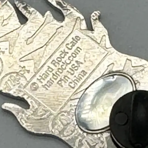 Hard Rock Cafe Vtg Hard Rock Barbie Pin ONLY Blue Guitar Red Flames I Love Rock N Roll Lapel