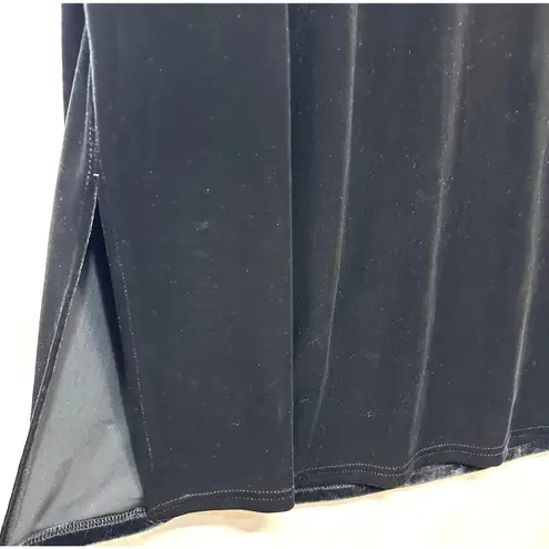 Walter Medium Black Short Sleeve Maxi Dress Velvet Mock Neck Romantic Goth Sexy