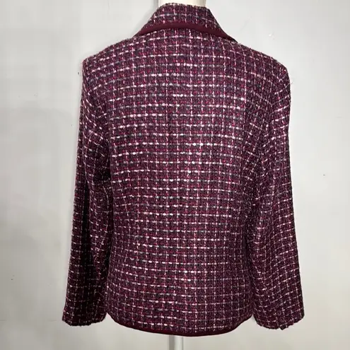 Notations Blazer Classic Lapel Button Front Officecore Burgundy Tweed Medium