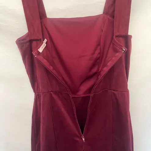 Mi Ami Y2K Faux Suede Jumper Dress Sz XS Burgundy Holiday Party NYE Academia Red