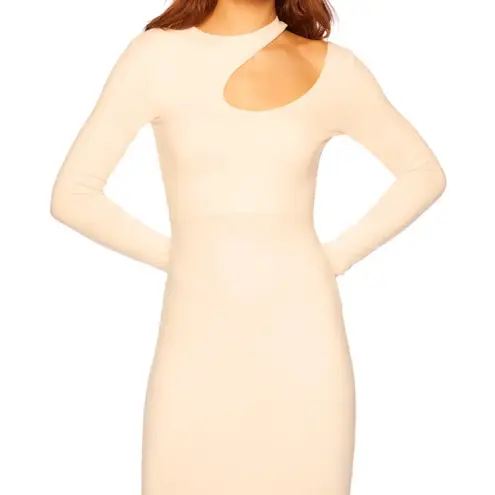 Susana Monaco navy blue dress, chest & back cutout, body con A line, cap sleeve