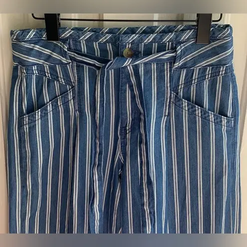 American Eagle  Women's Blue White Striped Wide Leg Paperbag‎ Pants Sz 8 NWOT