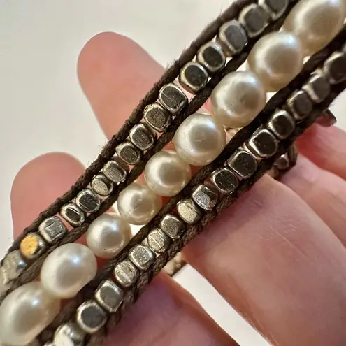 American Eagle AEO faux pearl leather wrap bracelet