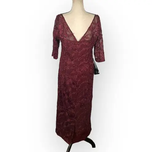 JS Collections Elle Sweetheart Tea Length Dress Women's 10 Burgundy Midi NWOT - Image 5