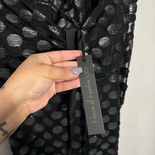 NWT REVOLVE x House of Harlow 1960 Rory Maxi Dress in Black Metallic Dot Size XL