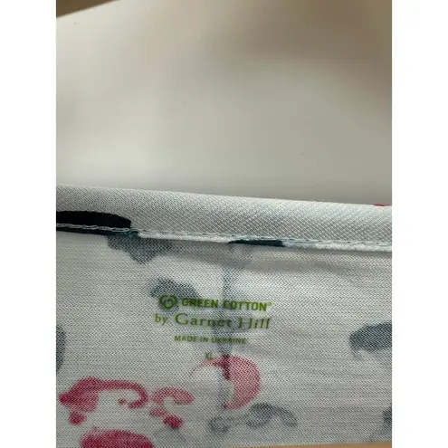 Garnet Hill Green Cotton by Blue Floral Wrap Front Dress Knee Length XL NWT