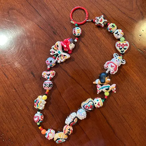 Handmade Painted Colorful Beaded Joker & Crybaby Themed Keyring Keychain Red