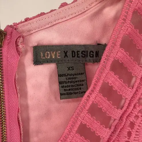 Love by Design Pink Sleeveless Lace Ladder Stitch Trim Midi Dress size XS